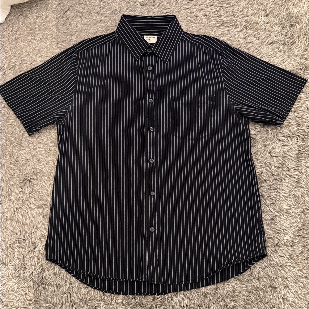 Old Navy Men's Black Pinstripe Button Down Shirt
